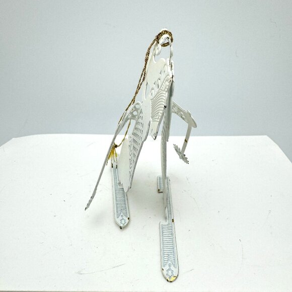 Vintage 1983 Tamerlane Skier Ornament Solid White Metal Skiing Bear - Picture 6 of 7